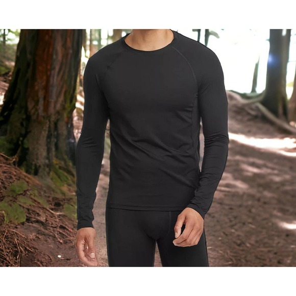 Men's X-LRG Fitted Long Sleeve T-Shirt, Black - All in Motion - Picture 1 of 5